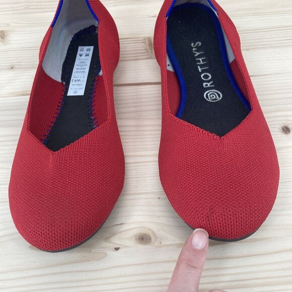 Rothy's Chili Red The Flat Womens Size 9.5 Cap Toe Ballerina Slip On Shoes - Picture 4 of 11